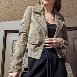 Driftwood suede nubuck moto jacket Southwest style